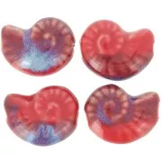 Cuenta de cerámica de concha 20x16 mm - Rojo - Azul jaspeado x1