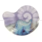Cuenta de cerámica de concha 20x16 mm - Violeta claro - Azul jaspeado x1