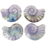 Cuenta de cerámica de concha 20x16 mm - Violeta claro - Azul jaspeado x1