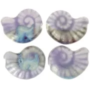 Cuenta de cerámica de concha 20x16 mm - Violeta claro - Azul jaspeado x1