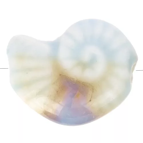 Cuenta de cerámica de concha 20x16 mm - Azul claro - Mármol beige x1