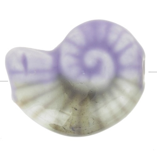 Cuenta de cerámica de concha 20x16 mm - Violeta claro - Gris jaspeado x1