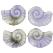 Cuenta de cerámica de concha 20x16 mm - Violeta claro - Gris jaspeado x1