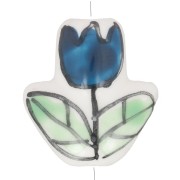 Cuenta de cerámica Flor de tulipán 16x14,5 mm - Blanco - Azul - Verde x1|raw }}