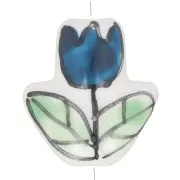Cuenta de cerámica Flor de tulipán 16x14,5 mm - Blanco - Azul - Verde x1