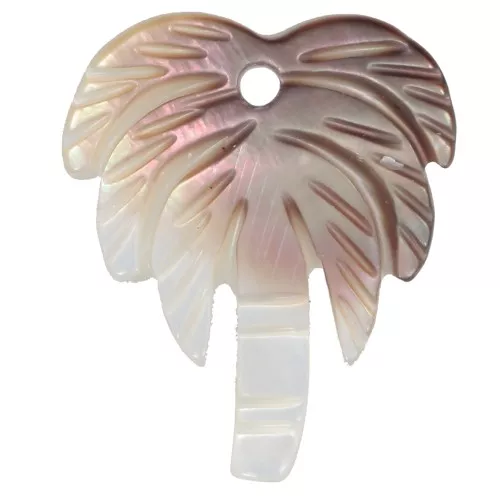 Colgante palmera 18x14 mm, nácar - Natural x1