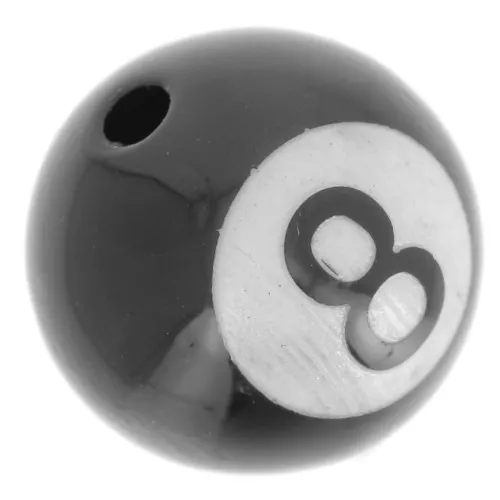 Cuentas redondas 16 mm - n°8 bolas de billar - acrílico - Negro - Blanco x4