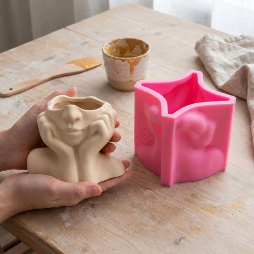 Molde de silicona con forma de cara - Rosa x1