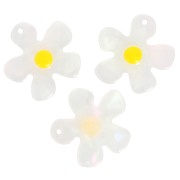 Dije flor de acetato 20 mm - Perla transparente - Amarillo x1|raw }}