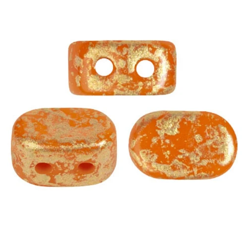 Cuentas de cristal Lipsi® de Puca® 4x6 mm - Zanahoria brillante Salpicadura de oro x10g