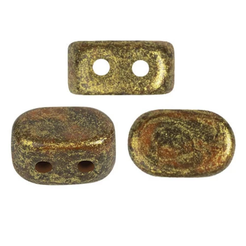 Cuentas de cristal Lipsi® de Puca® 4x6 mm - Zanahoria brillante Oro moteado x10g