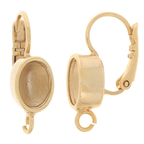 Ganchos cerrados con anillo para cabochon 4120 8x6 mm dorado con oro fino x2