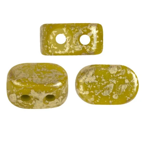 Cuentas de cristal Lipsi® de Puca® 4x6 mm - Verde Aguacate Oro salpicado x10g
