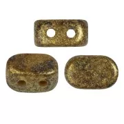 Cuentas de cristal Lipsi® de Puca® 4x6 mm - Verde Aguacate dorado moteado x10g