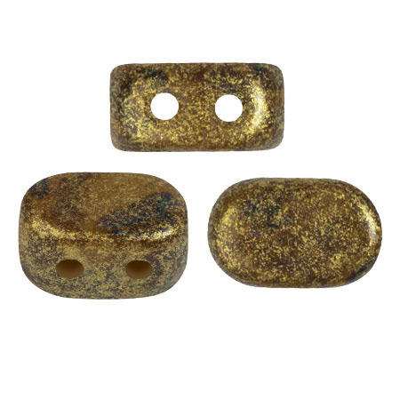 Cuentas de cristal Lipsi® de Puca® 4x6 mm - Verde Aguacate dorado moteado x10g