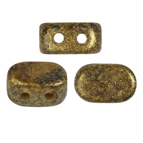 Cuentas de cristal Lipsi® de Puca® 4x6 mm - Verde Aguacate dorado moteado x10g