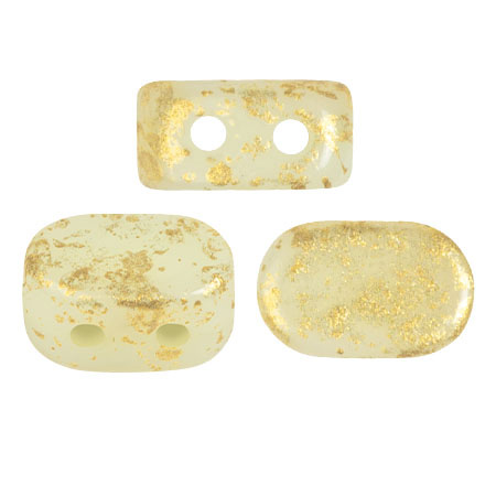 Cuentas de cristal Lipsi® de Puca® 4x6 mm - Salpicadura de oro cítrico claro x10g