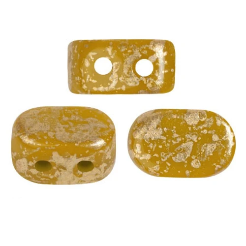 Cuentas de cristal Lipsi® de Puca® 4x6 mm - Amarillo Ámbar Oro salpicado x10g
