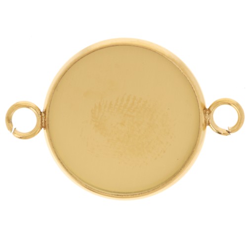 Entrepieza engarzada para cabujón de fondo plano de 16 mm - Acero inoxidable 304L Dorado x1