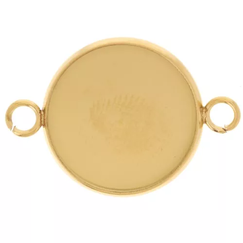 Entrepieza engarzada para cabujón de fondo plano de 16 mm - Acero inoxidable 304L Dorado x1