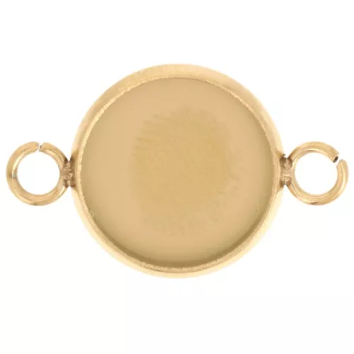 Entrepieza engarzada para cabujón de fondo plano de 12 mm - Acero inoxidable 304L Dorado x1