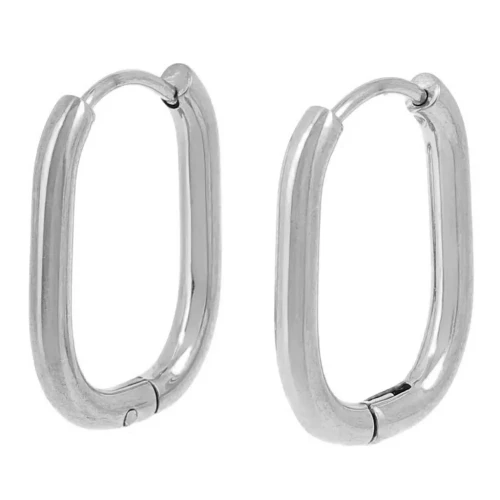 Pendientes de aro ovalados 21x15 mm - Acero inoxidable 304L x20