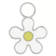 Dije de margarita de 8 mm - Resina epoxi - Acero inoxidable 316L - Blanco x1