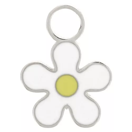 Dije de margarita de 8 mm - Resina epoxi - Acero inoxidable 316L - Blanco x1