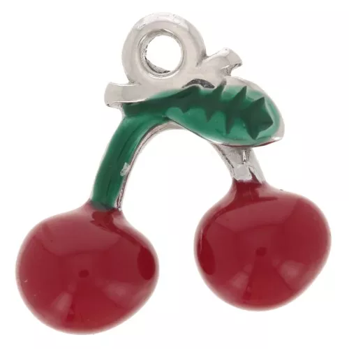 Dije de cereza 11,5x12 mm - Resina epoxi - Acero inoxidable 304L - Rojo x1