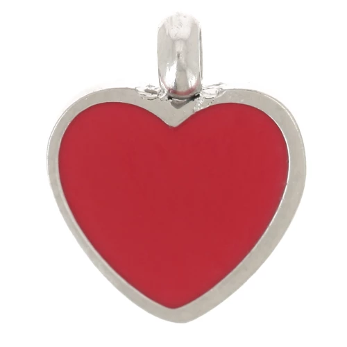 Dije corazón 9x7,5 mm resina epoxi - Acero inoxidable 304L - Rojo x1