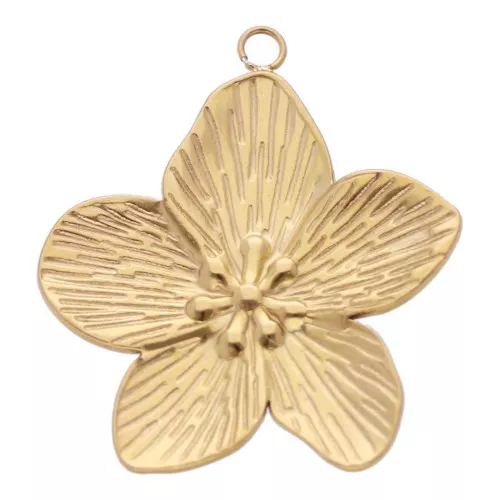 Colgante Flor de Cerezo 28x25 mm - Acero inoxidable 304L Dorado x1