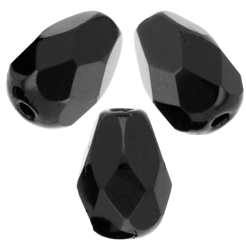 Peras facetadas 7x5 mm Jet  x25