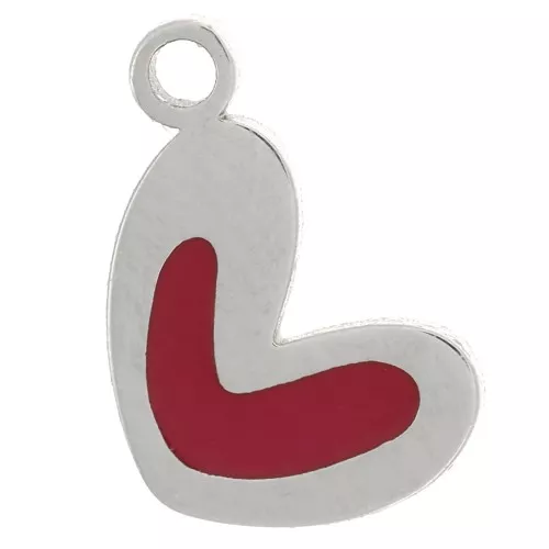 Dije corazón 10x6,5 mm con resina epoxi - Acero inoxidable 316L - Rojo x1