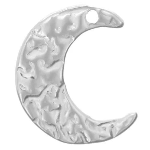 Dije de media luna martillada 15x12,5 mm - Acero inoxidable 316L x1