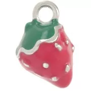 Dije de fresa 11x8 mm Resina epoxi - Acero inoxidable 304L - Rojo x1