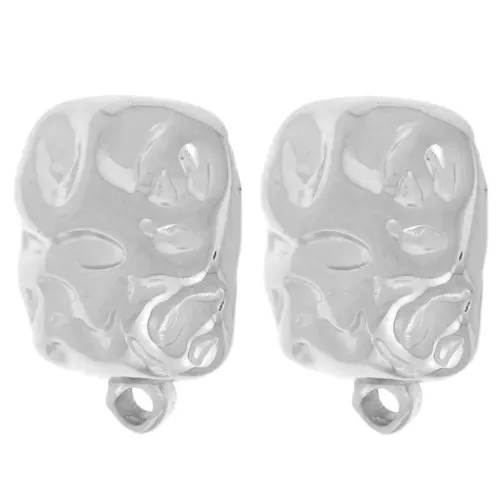 Ganchos pendientes cuadrados martillados 14x12 mm anillo cerrado - acero inoxidable 304L x2