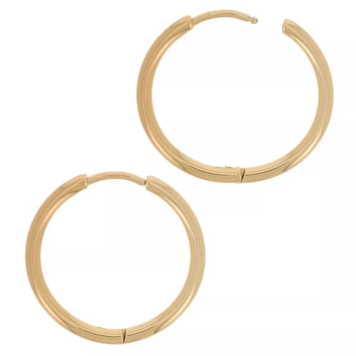 Pendientes de aro de 22 mm - del hilo de 2 mm - Acero inoxidable 304L Dorado x20