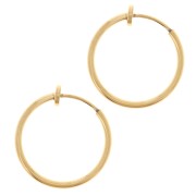 Pendientes de aro - Para orejas no perforadas de 20 mm - Acero inoxidable 304L Dorado x2