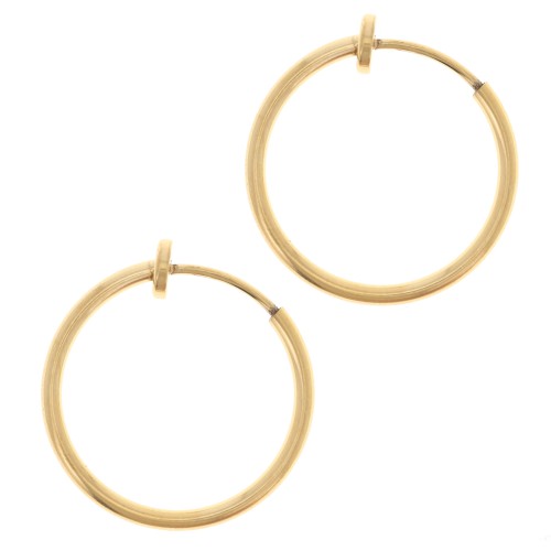 Clip Pendientes de aro - Para orejas no perforadas de 19 mm - Acero inoxidable 304L Dorado x2