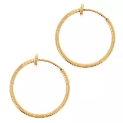 Clip Pendientes de aro - Para orejas no perforadas de 19 mm - Acero inoxidable 304L Dorado x2