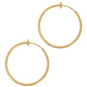 Pendientes de aro - Para orejas no perforadas 25 mm - Acero inoxidable 304L Dorado x2|raw }}