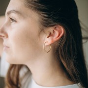 Pendientes de aro - Para orejas no perforadas 25 mm - Acero inoxidable 304L Dorado x2