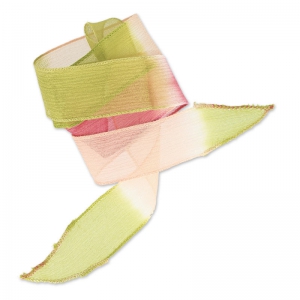 Cinta de seda 25 mm Tie and Dye Lillie Olive/Rose/Framboise x85cm