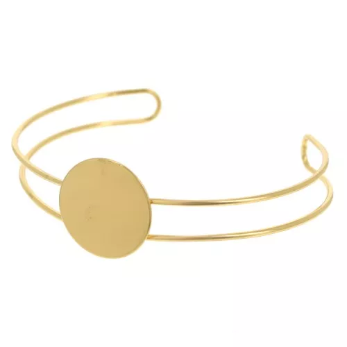Pulsera meseta 9x165 mm para cabujón redondo de 20 mm - Dorado con oro fino x1