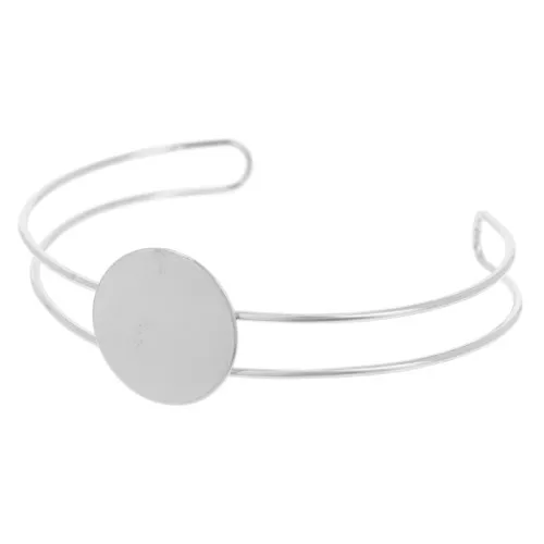 Pulsera meseta 9x165 mm para cabujón redondo 20 mm - Plateado fino x1