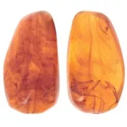 Cuentas acrílicas planas irregulares 28x15 mm - Marrón leonado jaspeado x6