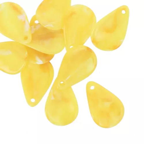 Lentejuelas de pétalo de flor curvada de 24,5 mm en acrílico - Amarillo jaspeado x6