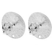 Ganchos pendientes redondos 15,5 mm efecto martillado - Plateado fino x2
