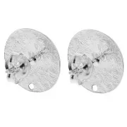 Ganchos pendientes redondos 15,5 mm efecto martillado - Plateado fino x2