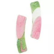 Cuentas de tubo curvado 19x5 mm en acrílico opaco - Motivo flor - Blanco - Rosa x4